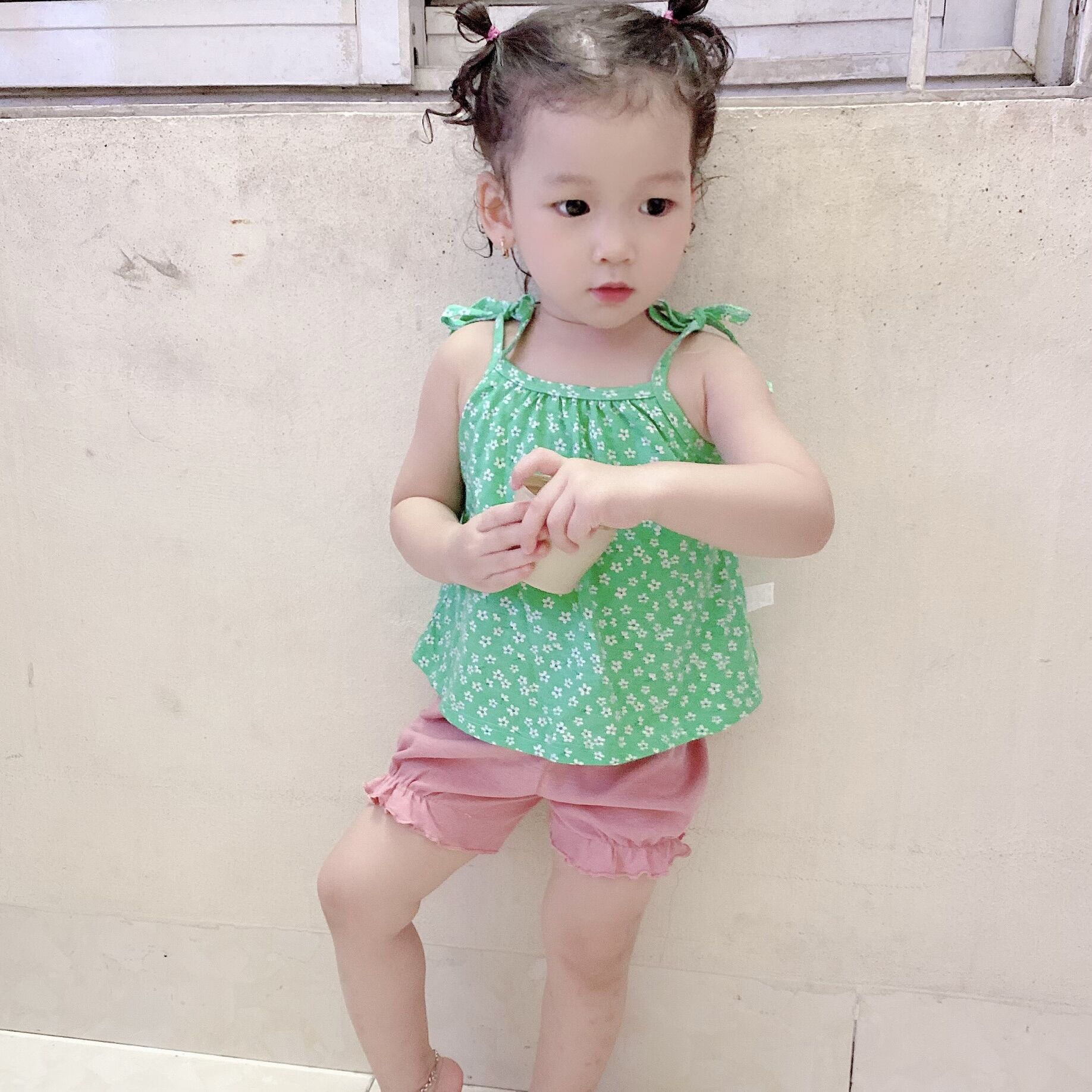 Đồ bộ 2 dây thắt nơ bé gái