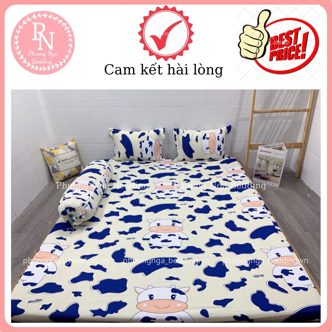 [HCM]Bộ ga 4 món thun lạnh Hàn Quốc mẫu Bò Sữa