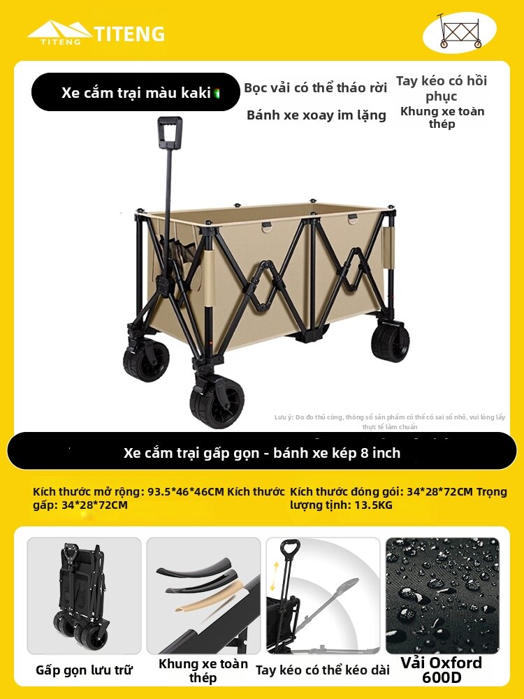 Breathable Spacious Camping Wagon 600D Oxford Cloth - 3