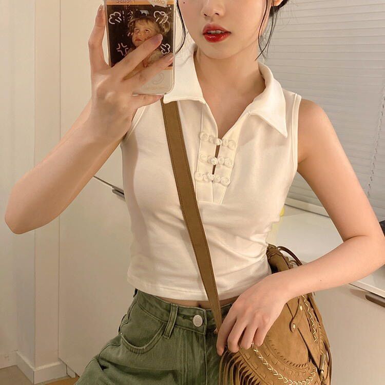 Áo croptop cổ bẻ dáng tàu Bg