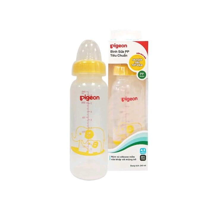 Bình Sữa Pigeon PP Tiêu chuẩn 240ml ( 4 ,5 tháng +)