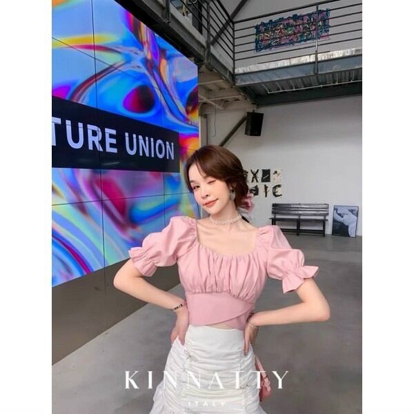 Áo Tay Phồng Dây Cột Eo Croptop