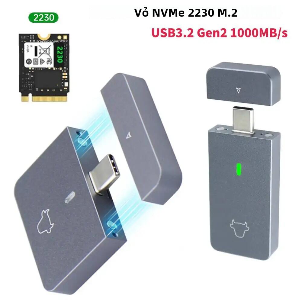 M.2 NVMe 2230 SSD Vỏ USB C Adapter 10Gbps Bên Ngoài Hộp Tương Thích Với SN740 SN530 520 PM991a BG4 B