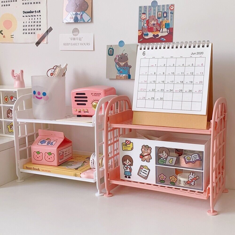 Kệ lưới mini để bàn 2 tầng