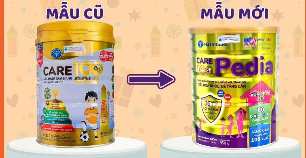 Sữa bột Care 100 Pedia 1+ 2+ 850g (Mẫu mới của Care 100 Gold)