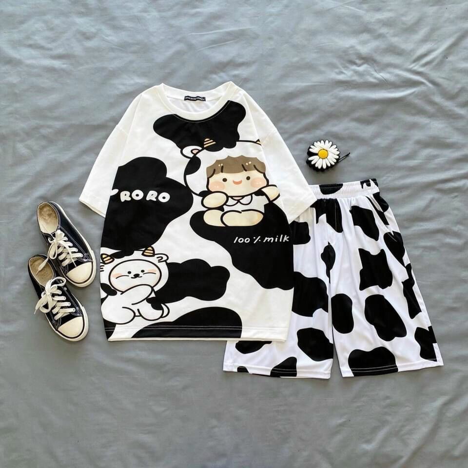 Đồ bộ hoạt hình mẫu bò sữa