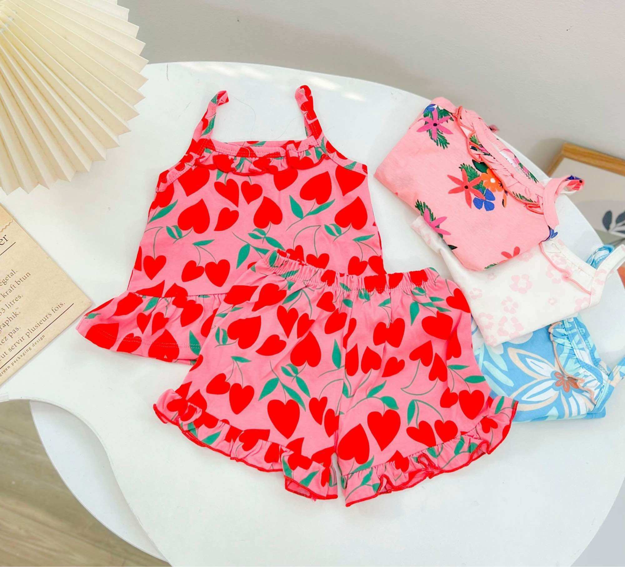Bộ 2 dây thun cotton cho bé gái 5-18kg