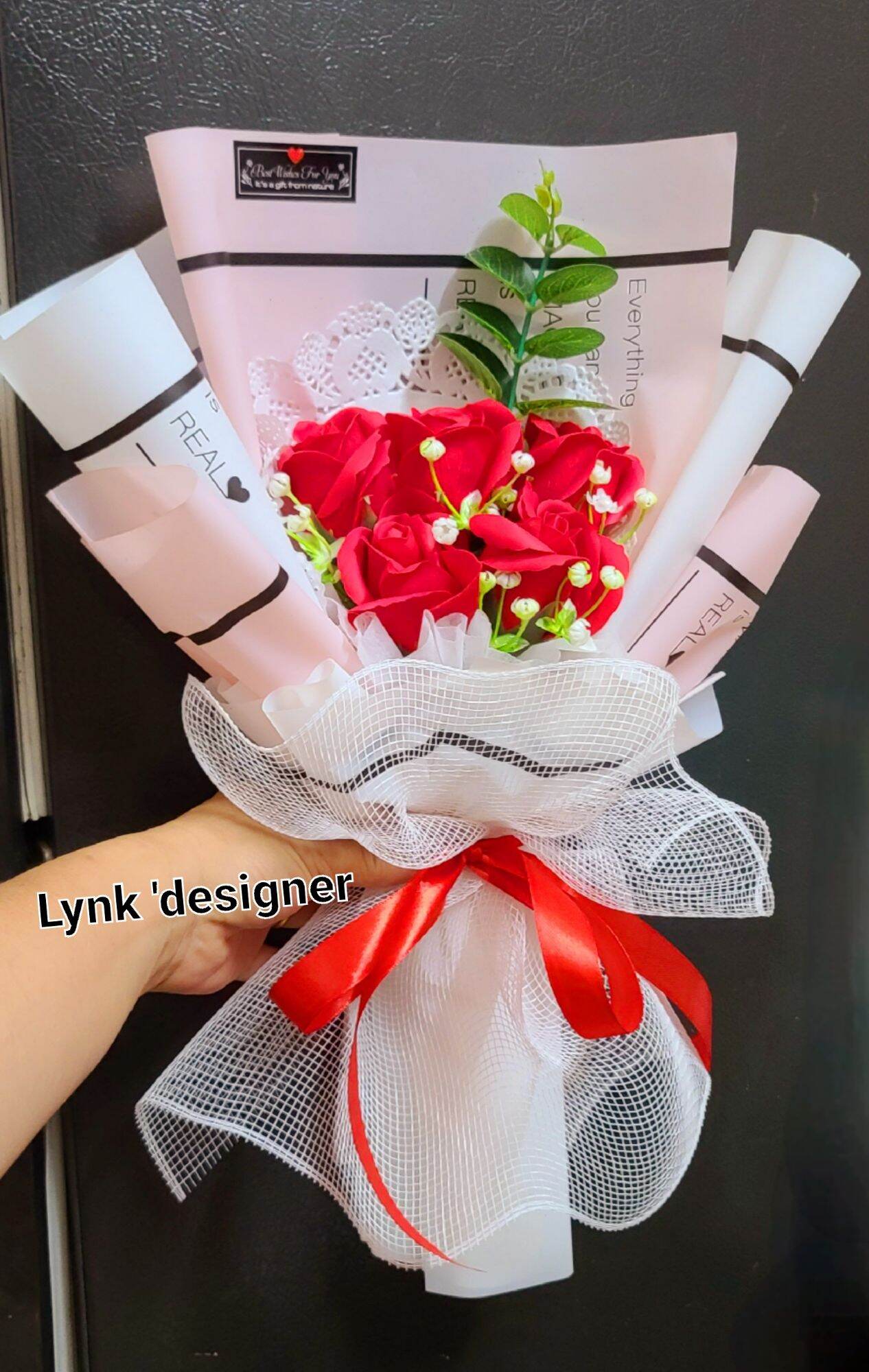 Hoa hồng sáp siêu thơm 5 bông bó to