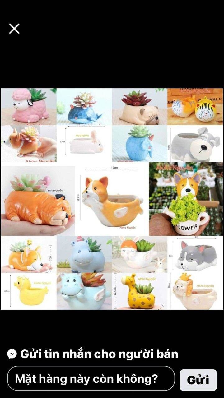 Chậu thú trồng cây đủ mẫu .đủ size .mua 1 tặng cún xù trang trí .hàng nhà làm .bao bể .