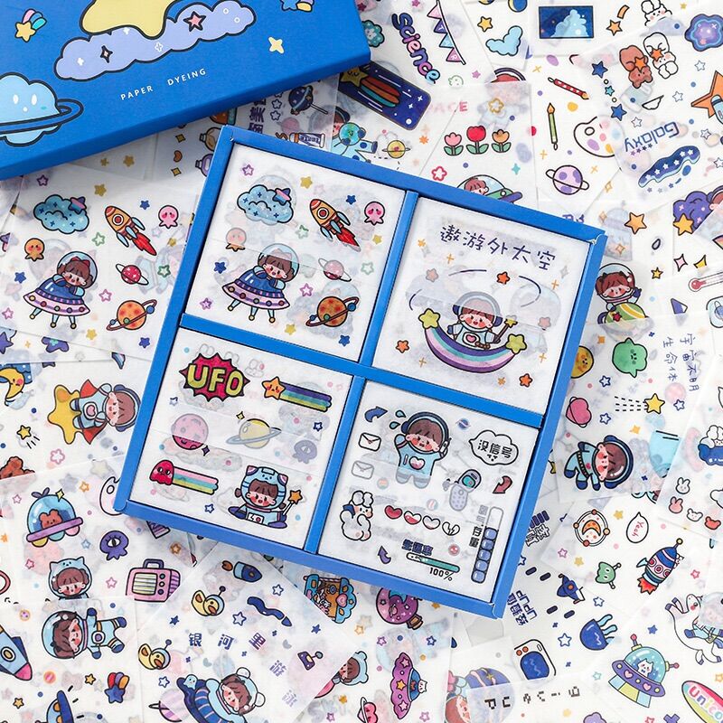 [ASTROBOY] Hộp 100 tờ stickers giấy không trùng mẫu siêu dễ thương