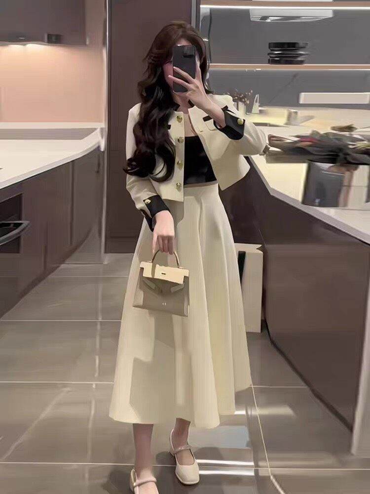 Sét 3 món kèm chân váy cực xinh quý phái cho bạn gái, 2 màu Trắng kem Hồng (Váy đầm thiết kế thời trang nữ cực xinh)