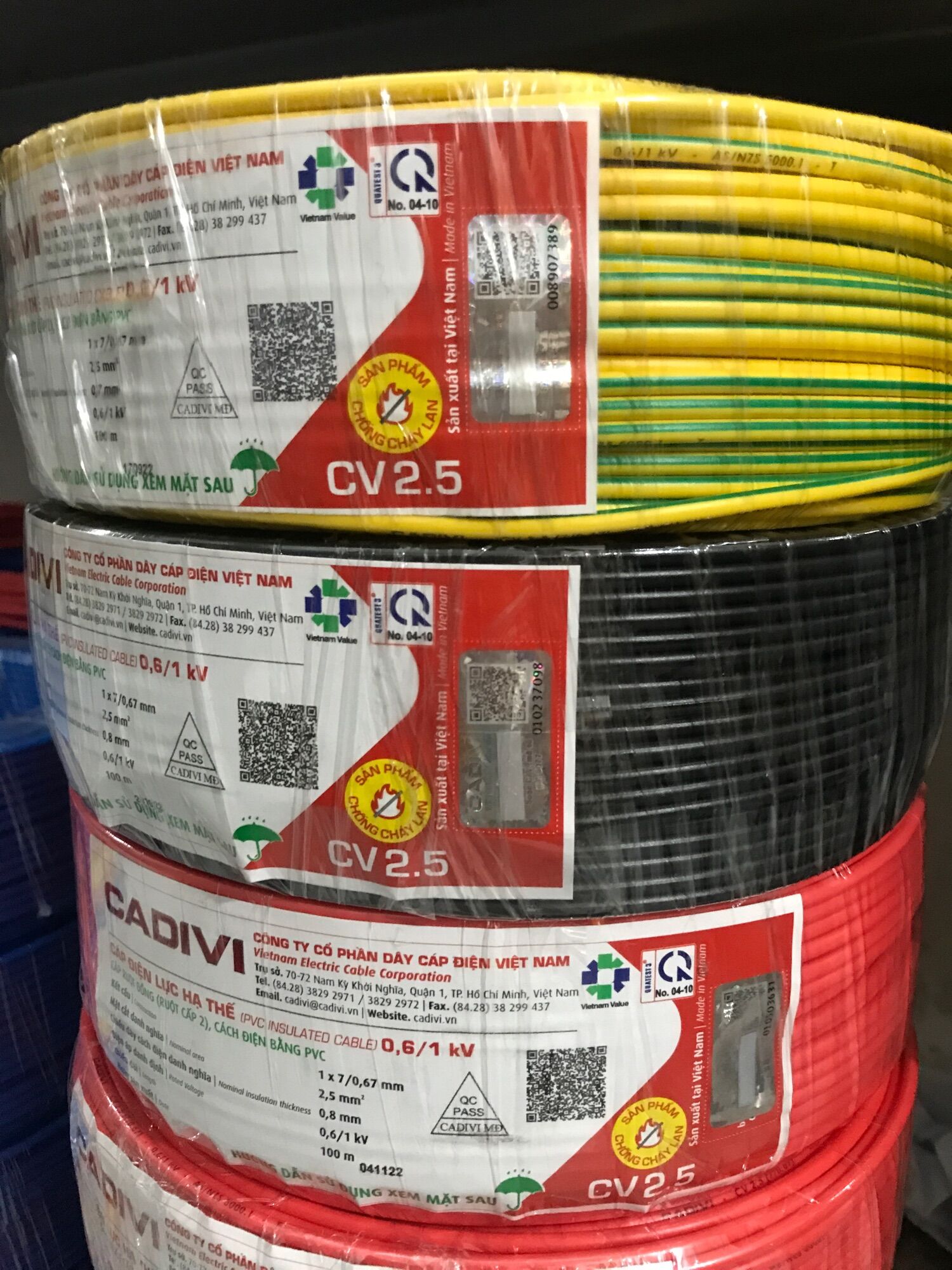 Dây điện cadivi 2.5 đơn 7 sợi