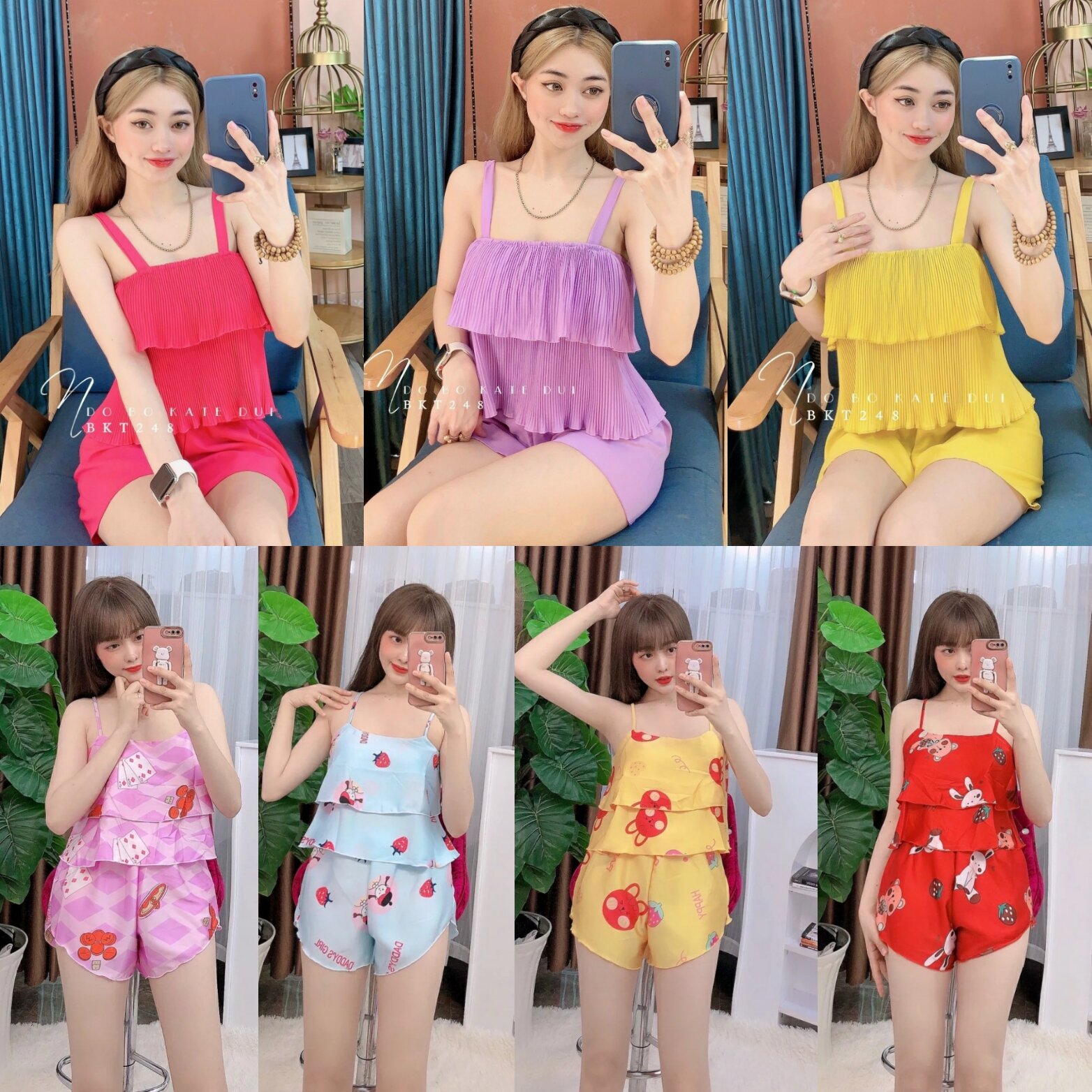 Đồ bộ ngủ đùi thun tơ hoa mềm mát co giãn size 70kg