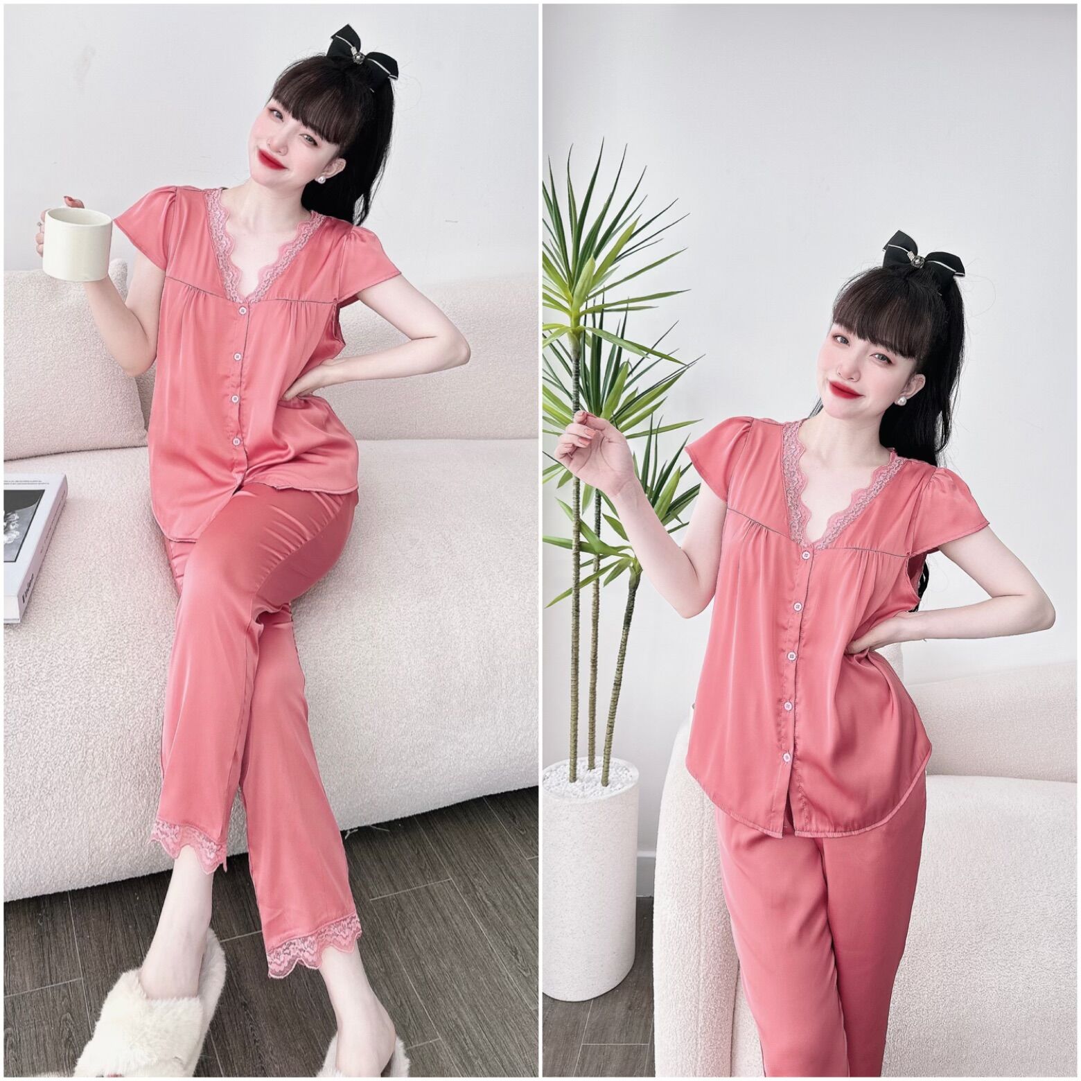 (50-90kg) Đồ bộ Lụa Latin Ren Bigsize Cao Cấp - Chuẩn form, chất đẹp