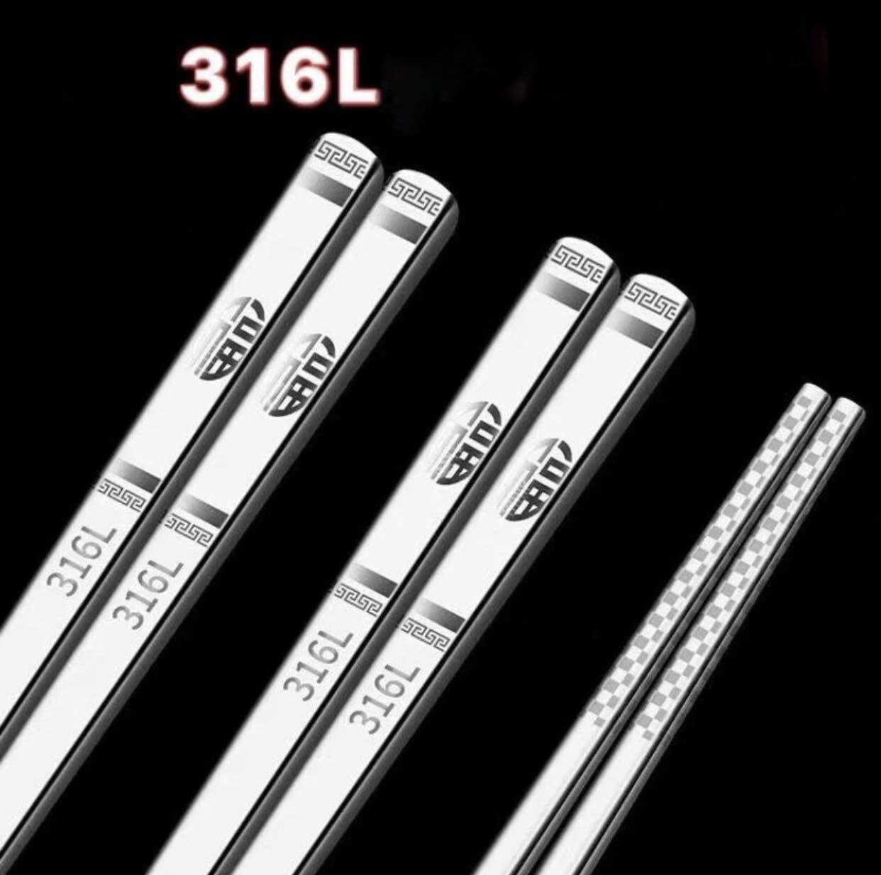 Set 5 đôi đũa inox 304/316 cao cấp có hộp