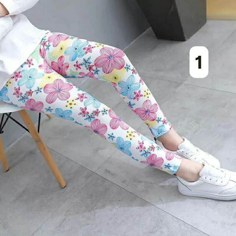 Quần legging bé gái họa tiết, chất mềm co giãn tốt (Hàng Quảng Châu)