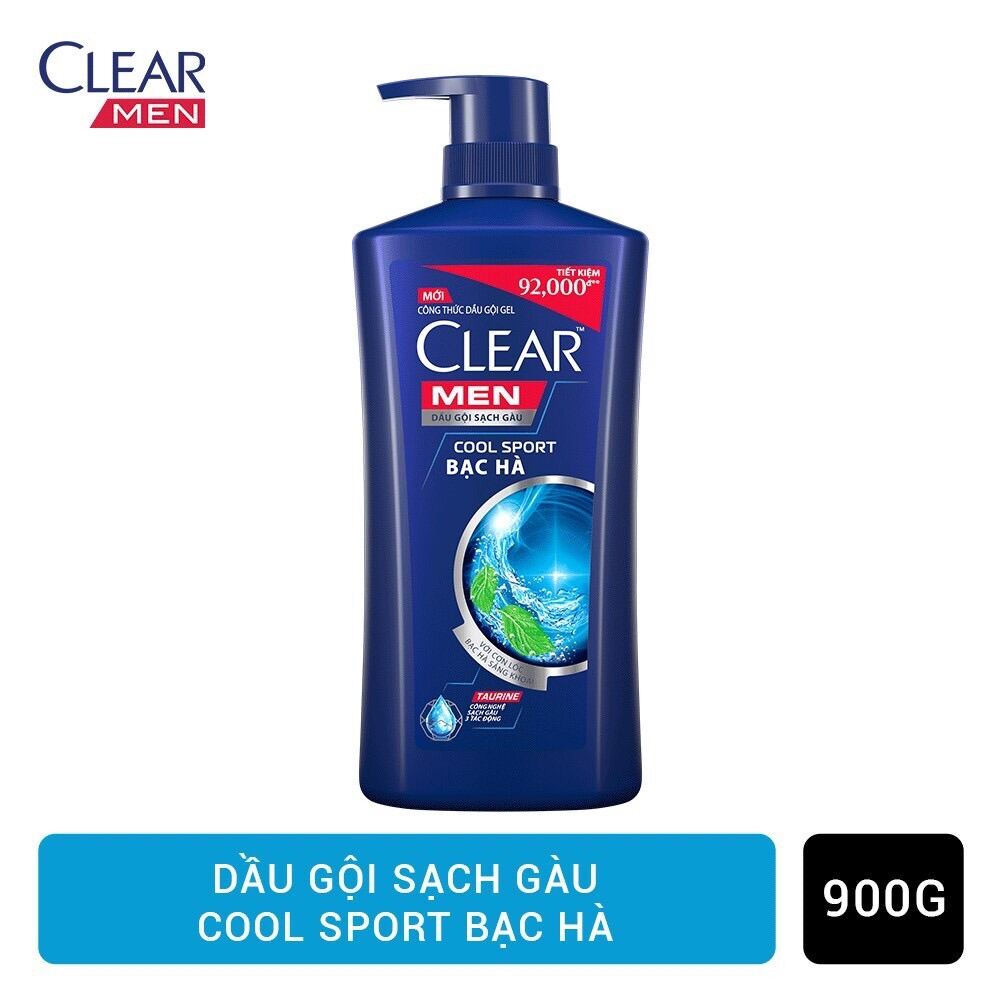 [HCM]Dầu gội nam Clear Men Cool Sport tinh chất bạc hà mát lạnh 900g- MiniMiu