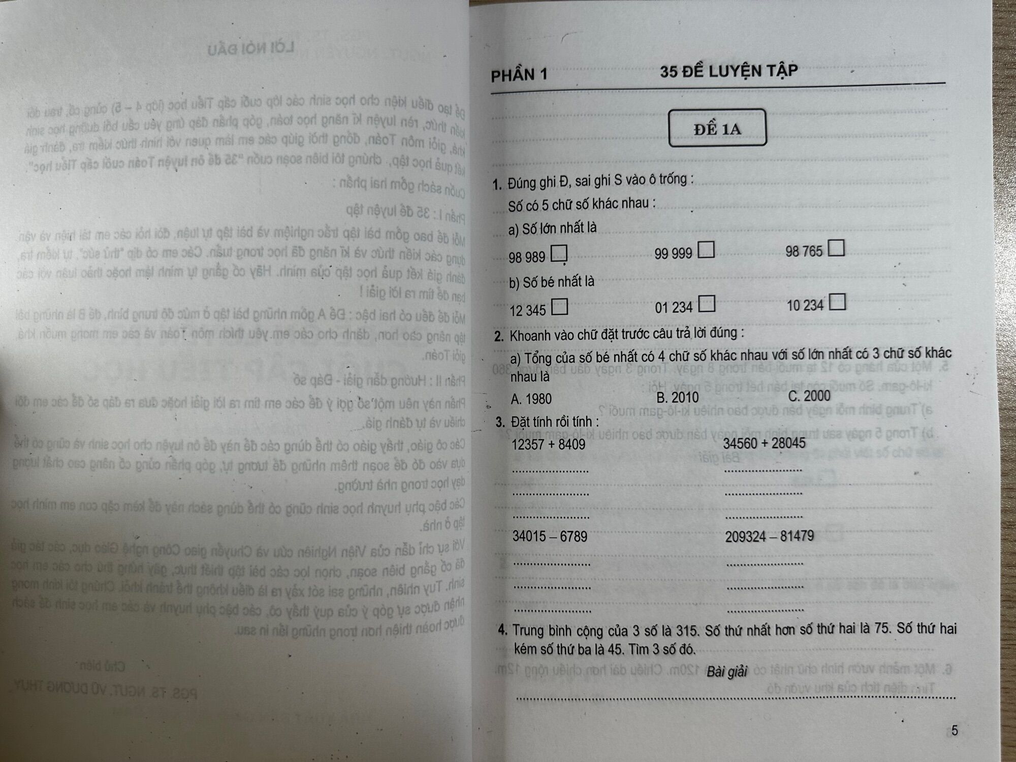 35 Đề ôn luyện Toán cuối cấp Tiểu học