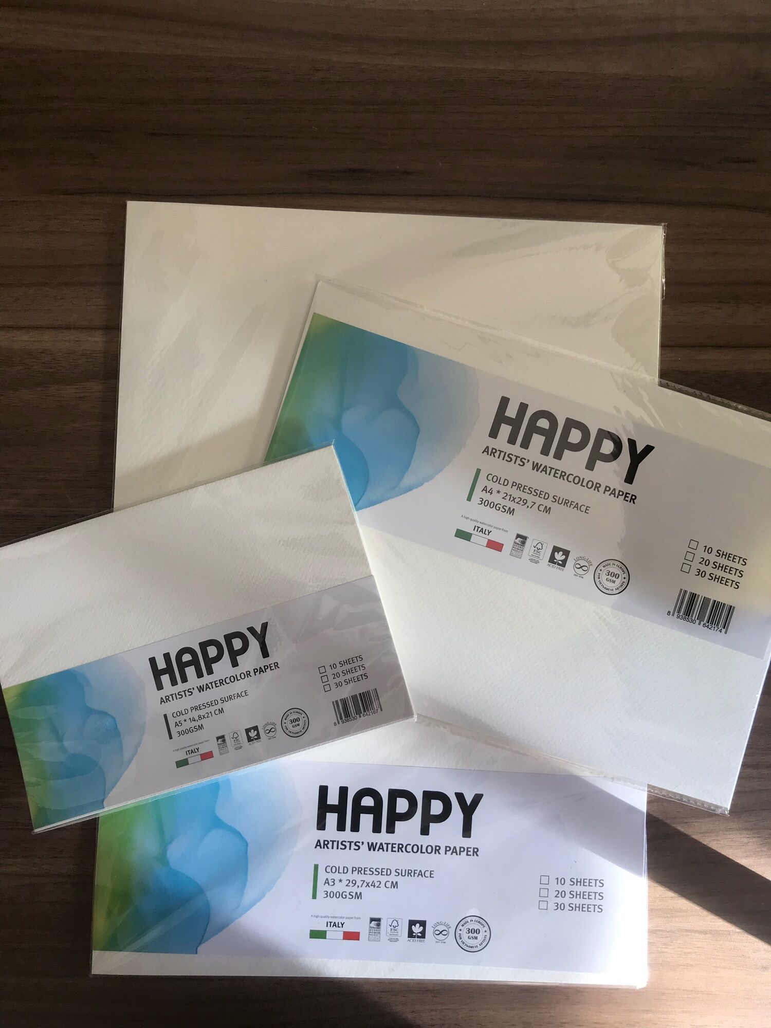 Giấy vẽ màu nước happy a3 a4 a5
