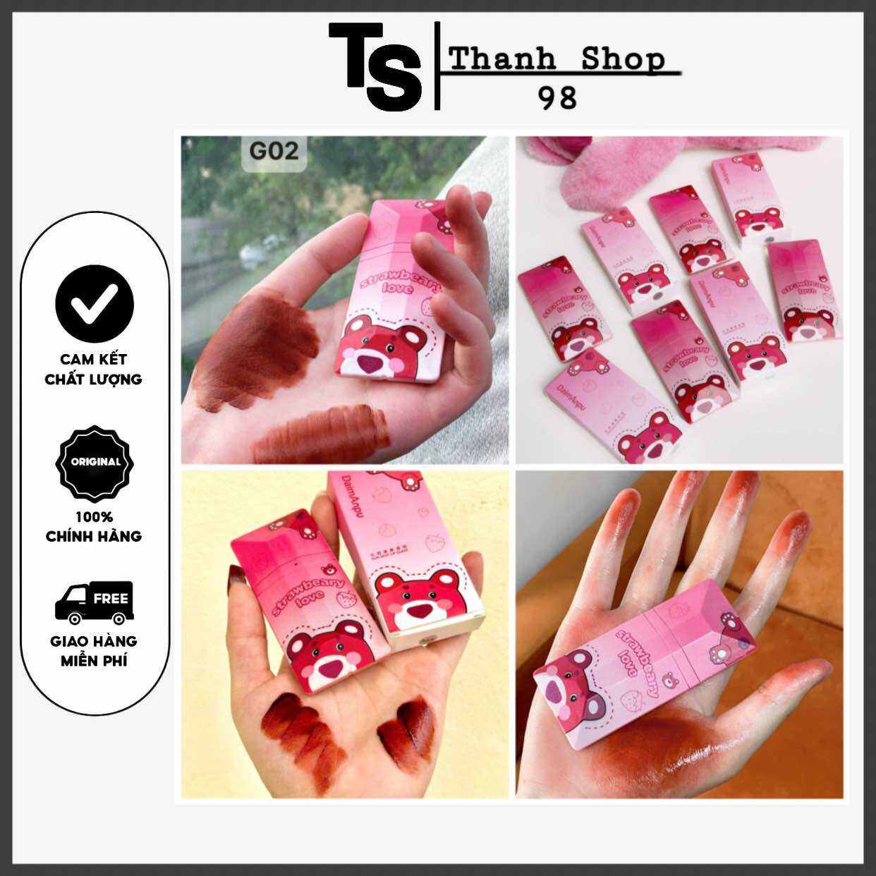 Son môi Daimanpu Sun Mist Lip Glaze gấu dâu mềm mịn môi Chính Hãng nội địa Trung