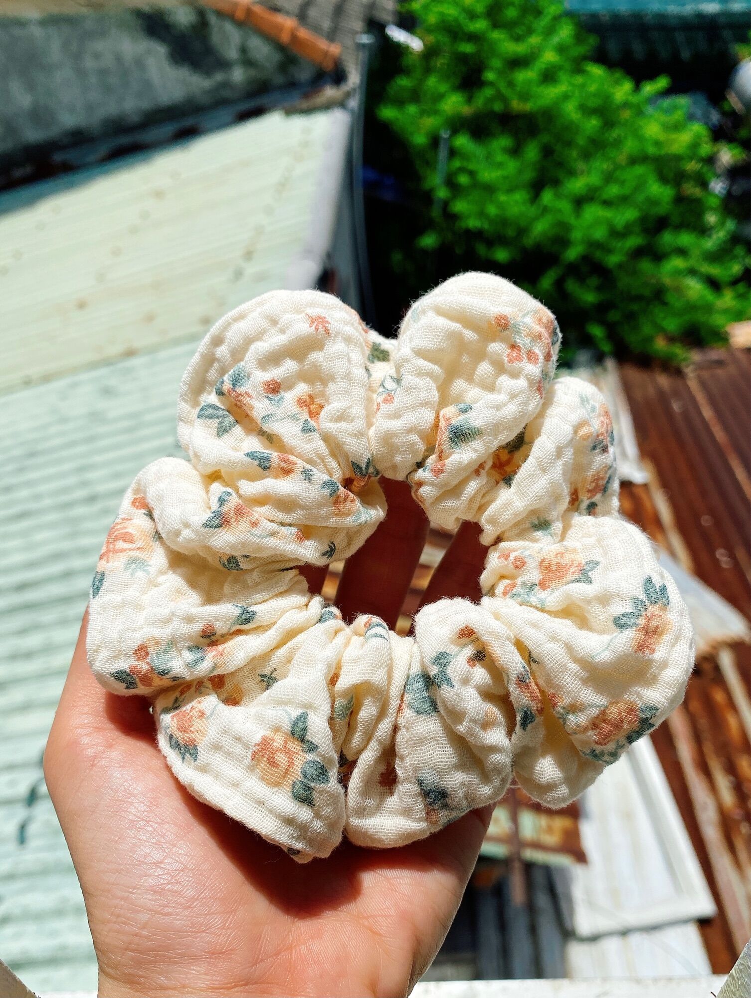 Dây cột tóc Scrunchies hoa