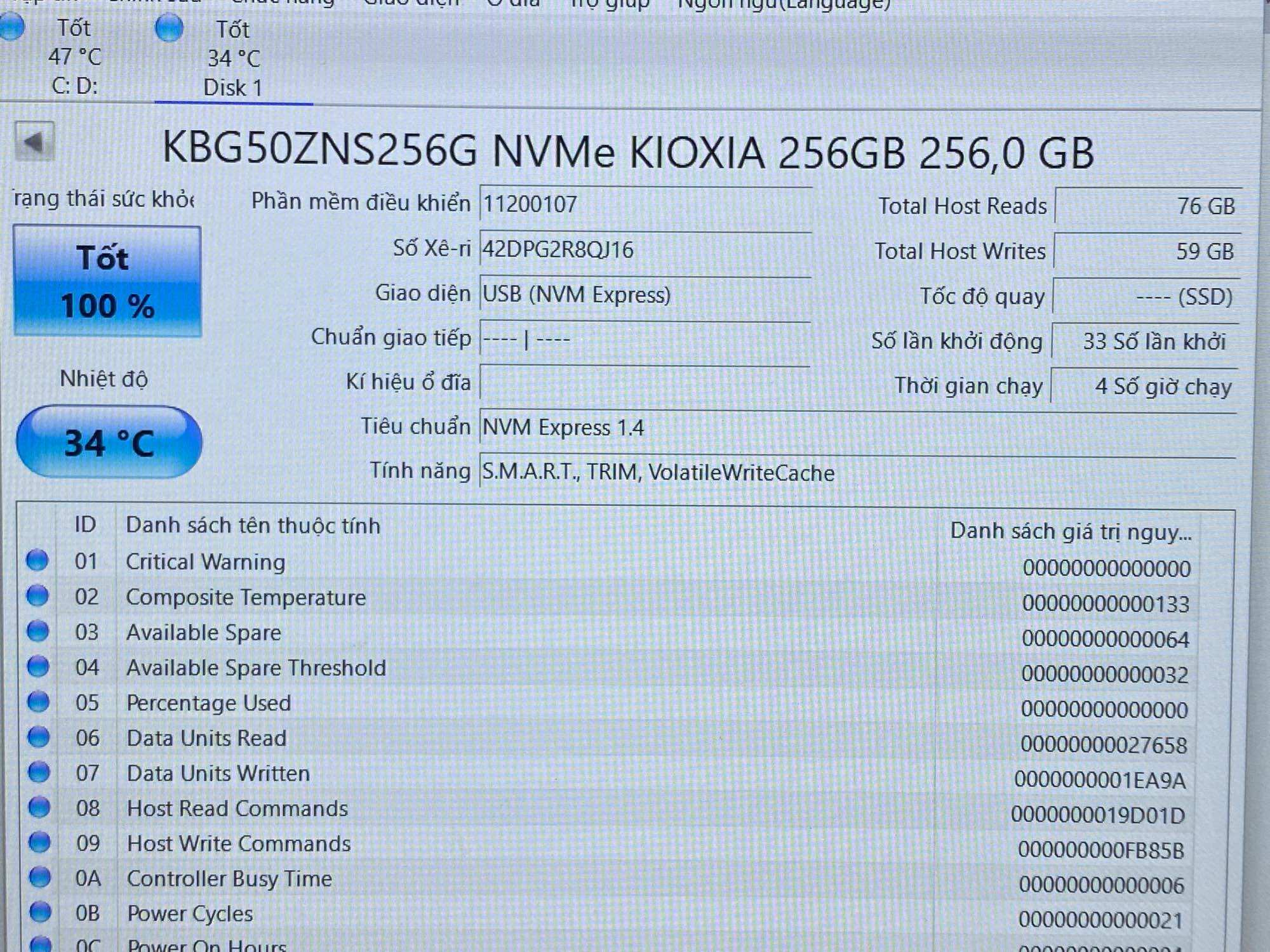 Ổ ssd 256gb chuẩn m.2 nvme 2230 tháo máy mới