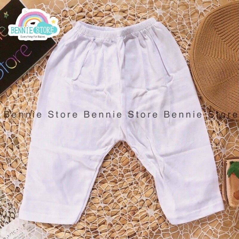 Quần dài sơ sinh cho bé (3-11kg), Quần dài trắng Bosini