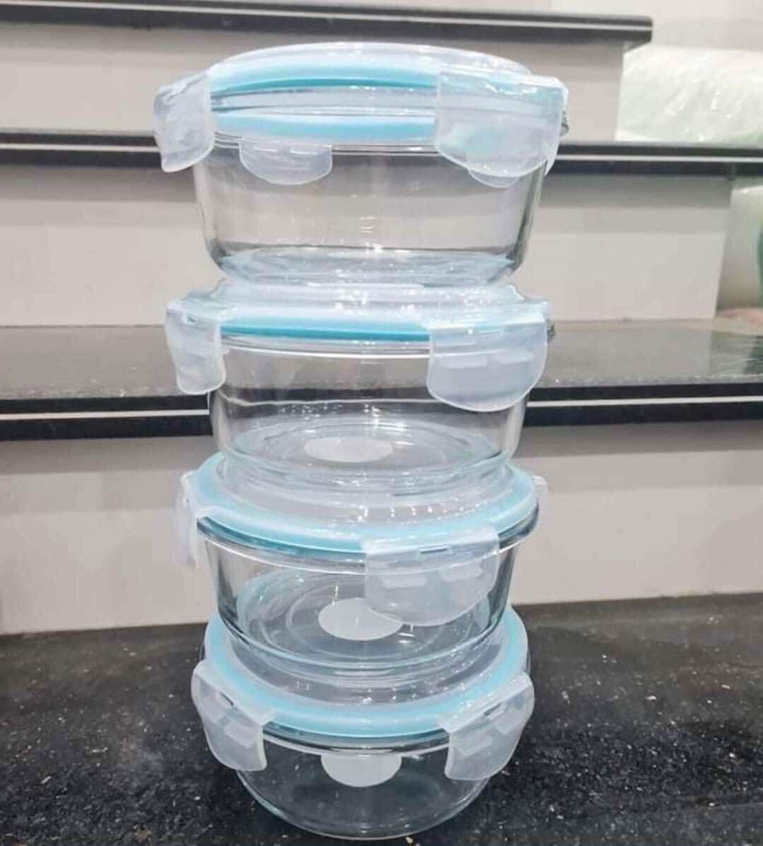 Thố thuỷ tinh tròn NẮP Trắng 620ml