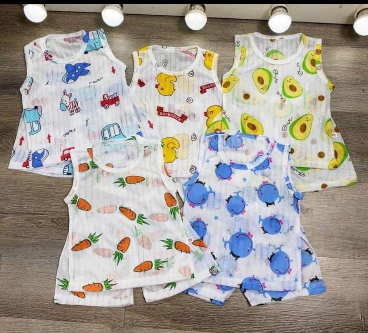 4 bộ cotton giấy ba lỗ cho bé size từ 5-7kg