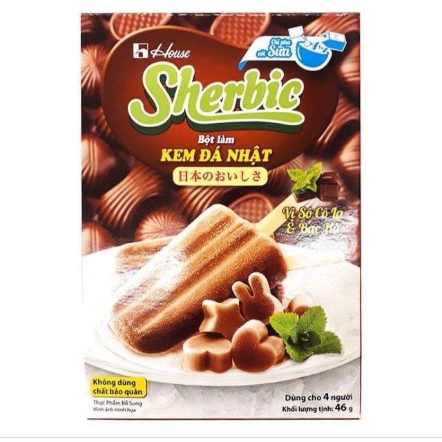 Bột làm kem đá Sherbic với 3 vị Dâu, Socola, dưa lưới
