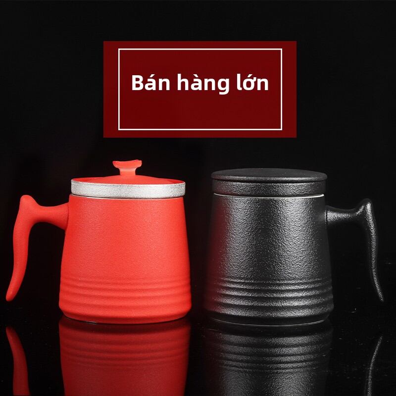 JIEZHANG | Silver Plated Ceramic Large Capacity Water Cup with Filter Lid - Thương hiệu JIEZHANG Giá 1,290,000 Đồng*Miễn phí vận chuyển