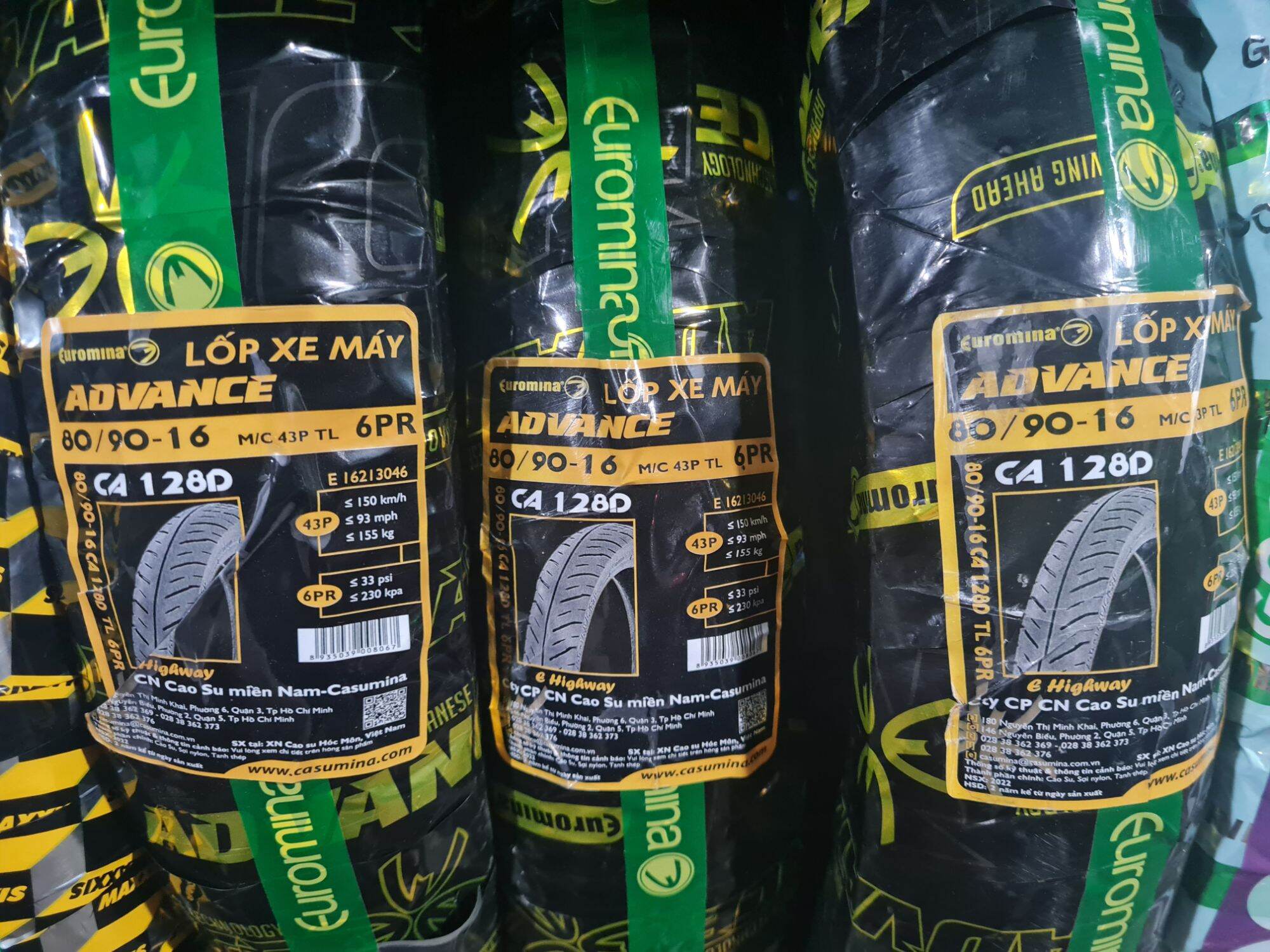 Lốp không ruột sau nouvo, trước sh mode euromina 80/90-16