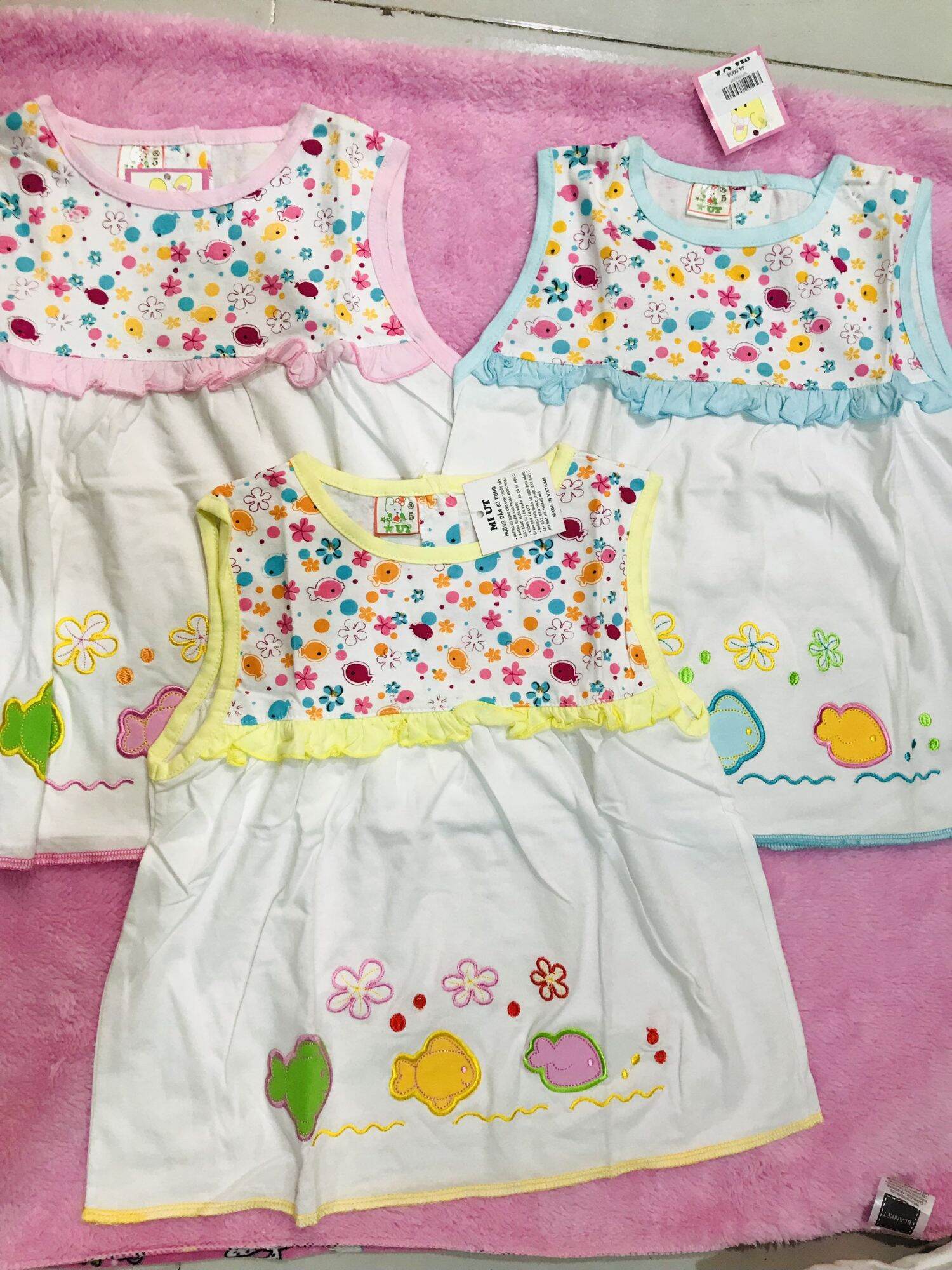 Combo 5 Áo ba lỗ sát nách bé gái thun 100% cotton Phối hoạ tiết đẹp mắt cho bé gái 12-17kg