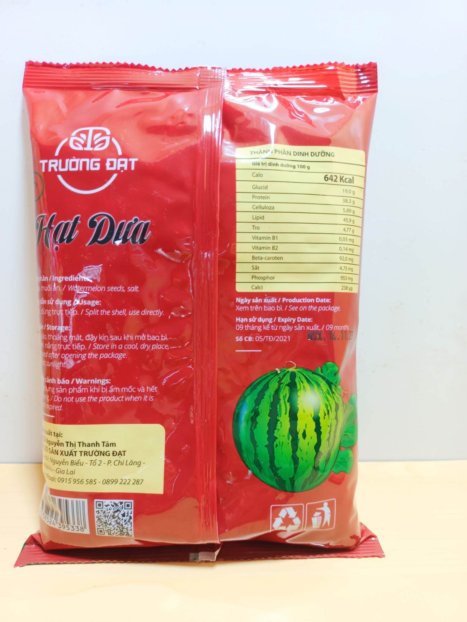 Hạt dưa rang củi Trường Đạt gói 500G