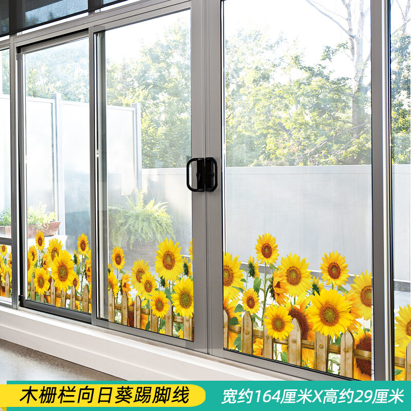 Giấy Dán Kính Decal Dán Tường Chống Va Đập Cửa Trượt Trang Trí Lớp Học Giấy Dán Tường Hoạt Hình Chân