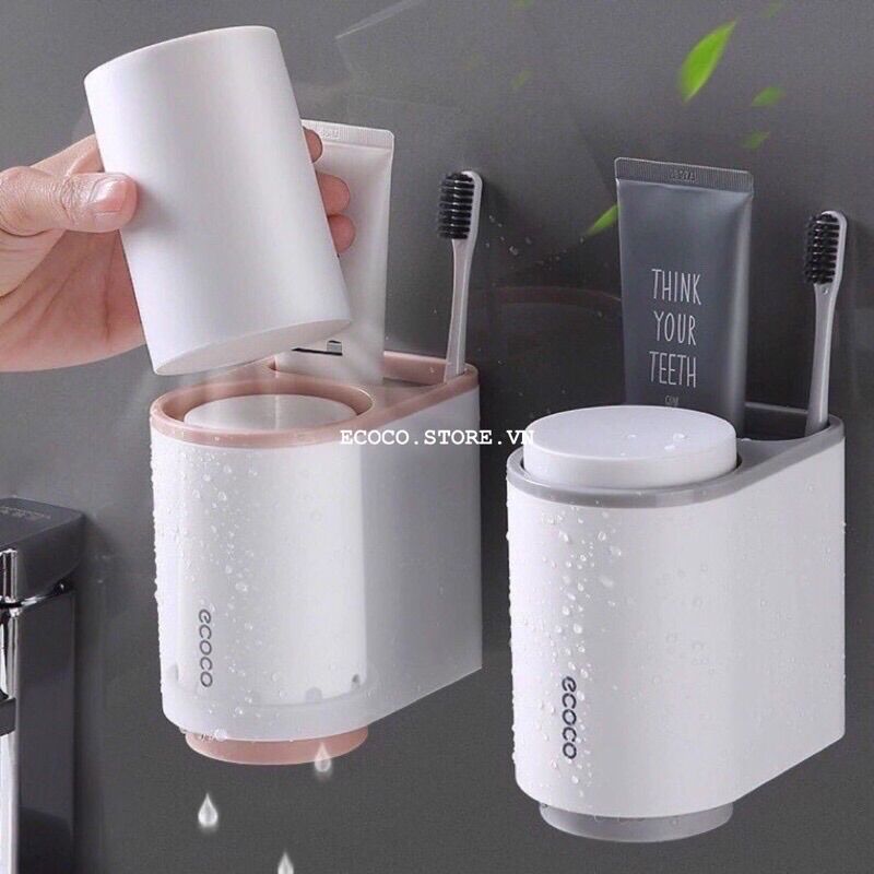 Giá cắm bàn chải đánh răng 2 cốc nam châm dán tường Ecoco - Ecoco 1905