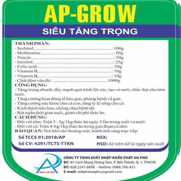 5 Gói Siêu Tăng Trọng, dùng cho Cá Tôm ( Gói 500 gam)