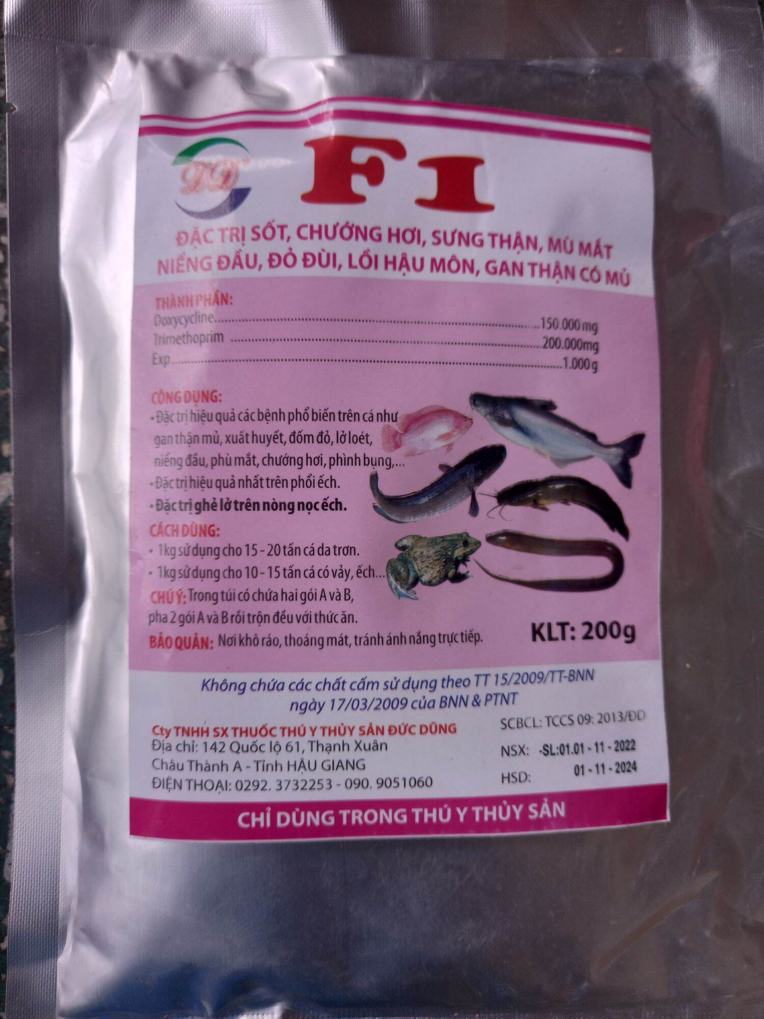 F1 Đặc tri sốt chướng hơi sưng thận mù mắt niềng đầu đỏ đùi lồi hậu môn gan thận có mủ trên cá lươn ếch gói 200g