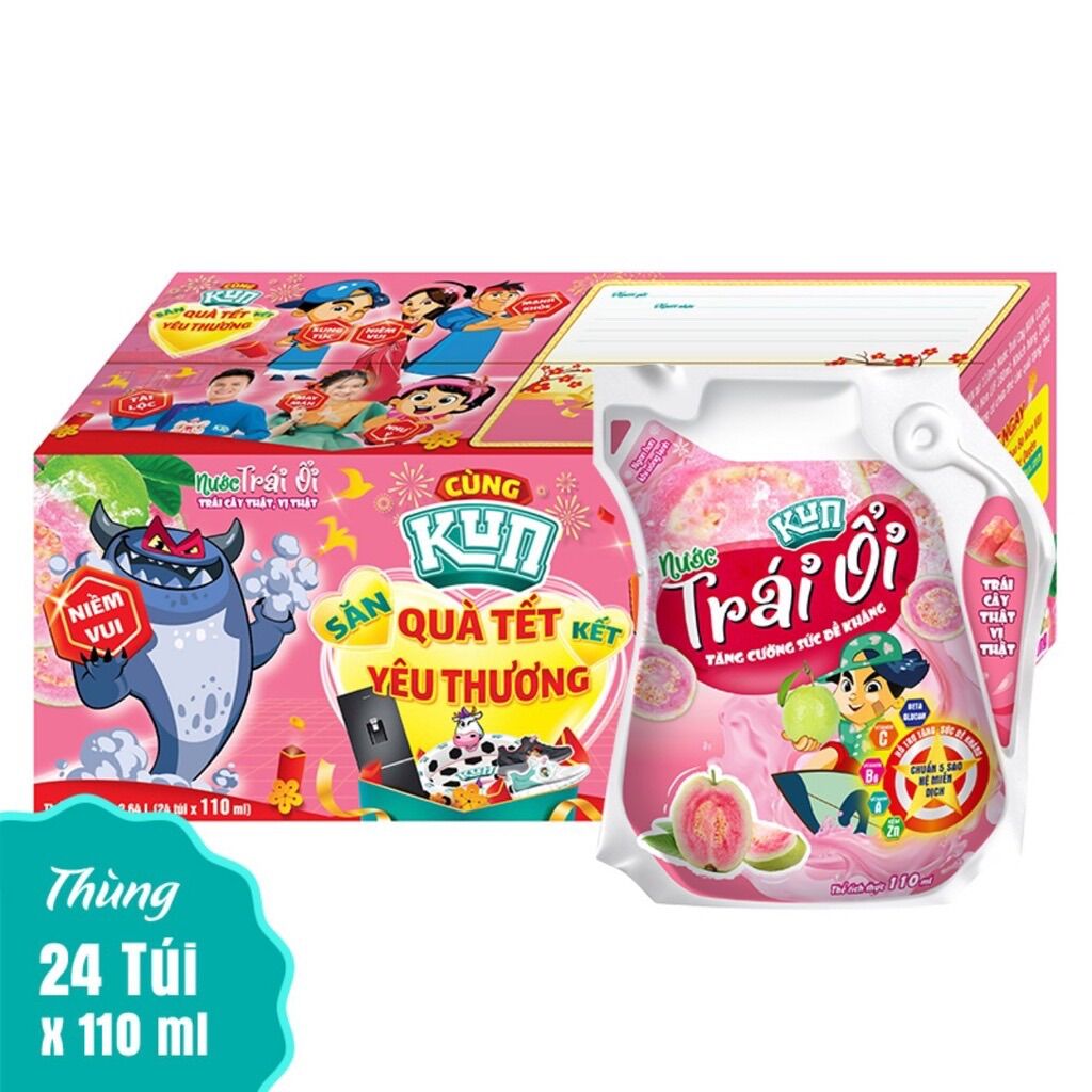 THÙNG 24 TÚI SỮA KUN 110ML HƯƠNG CAM (24 túi x 110ml)