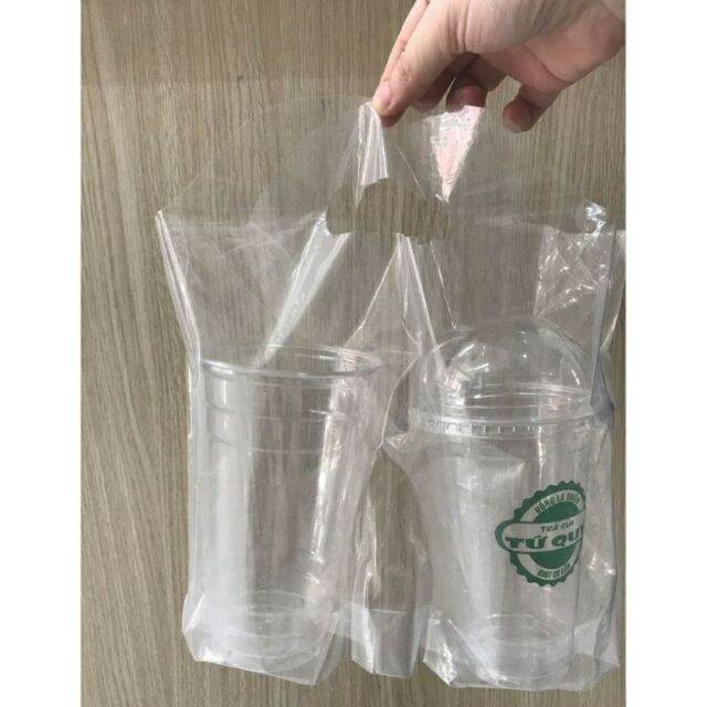 [1kg] túi đựng ly trà sữa (đựng 1ly/ 2ly ép ngăn)