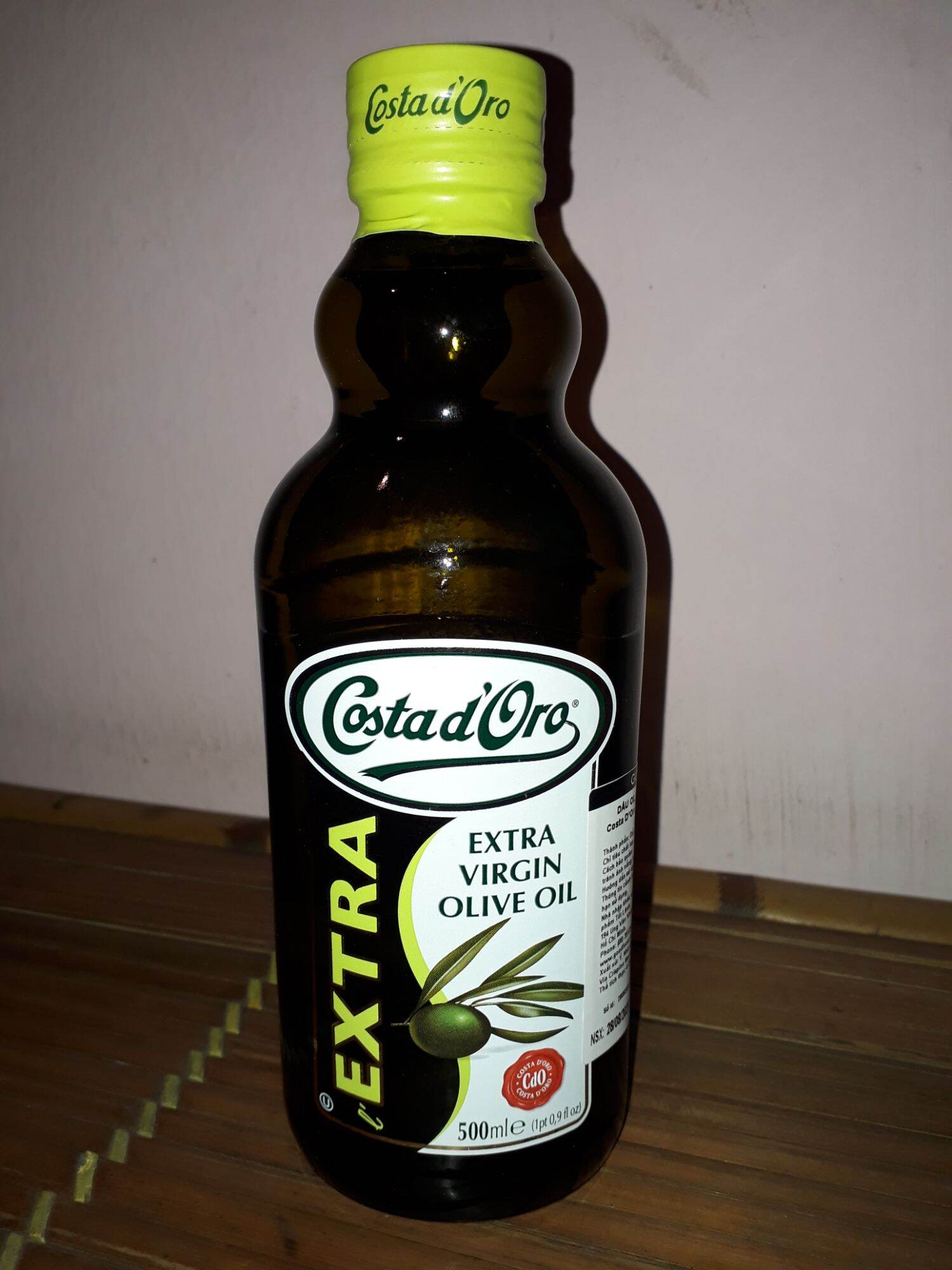 Dầu olive nguyên chất Costa d'Oro, Extra virgin olive oil 500ml nhập khẩu nguyên chai từ Ý