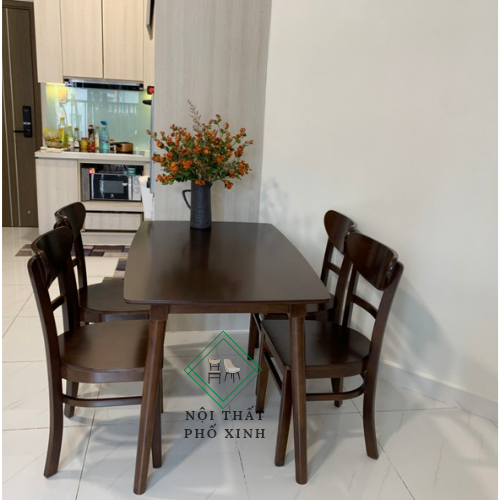 Bộ bàn ăn 4 ghế mặt gỗ