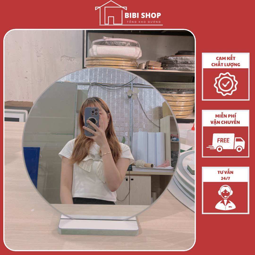 Gương để bàn trang điểm 𝗛𝗮̀𝗻𝗴 𝘁𝗼̂́𝘁 - 𝗚𝗶𝗮́ 𝗫𝘂̛𝗼̛̉𝗻𝗴 , gương cầm tay mini siêu xinh