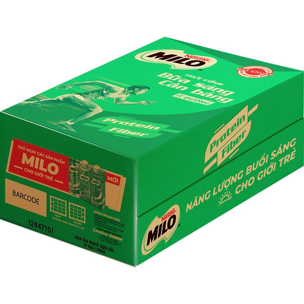 Thùng 24 hộp Milo nắp vặn 210ml - có đường