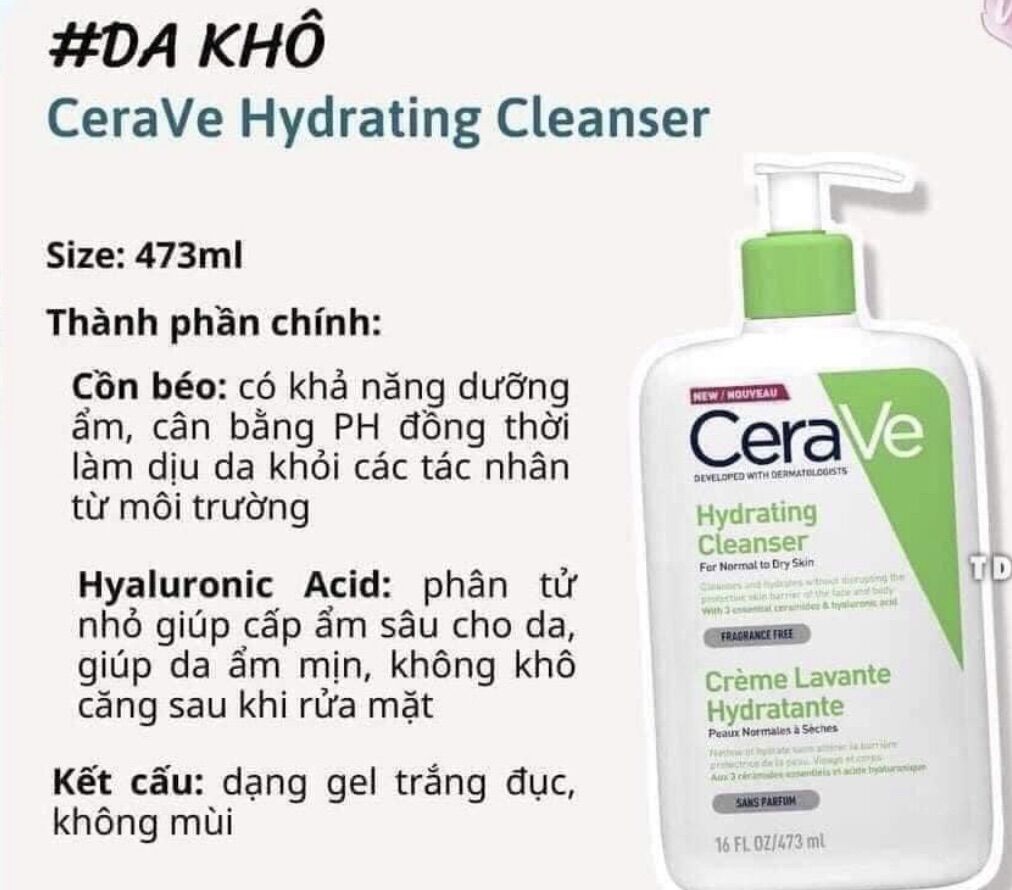 Sữa rửa mặt Carave 473ml nội địa Pháp