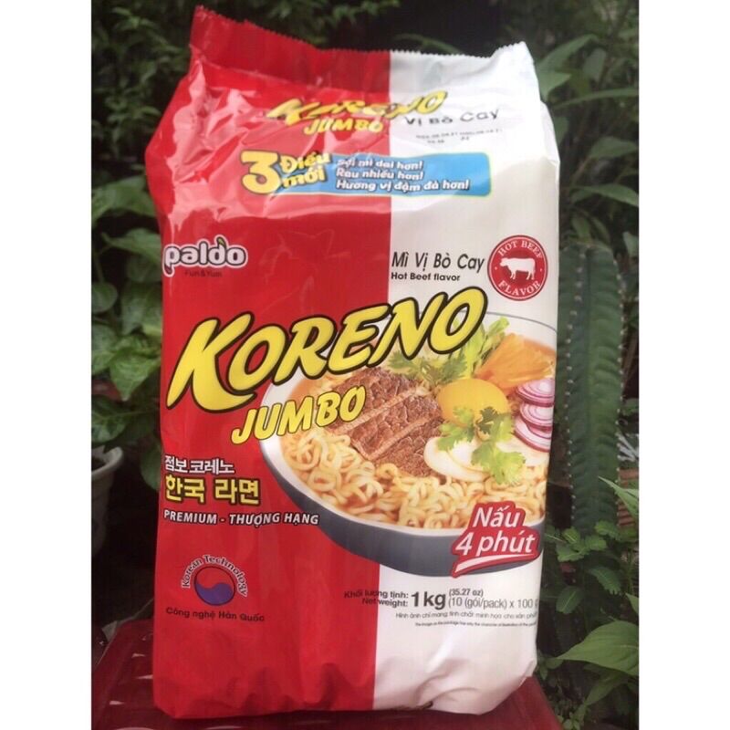 Mì Koreno Jumbo 1KG (10 Gói x 100G) - Đủ Vị