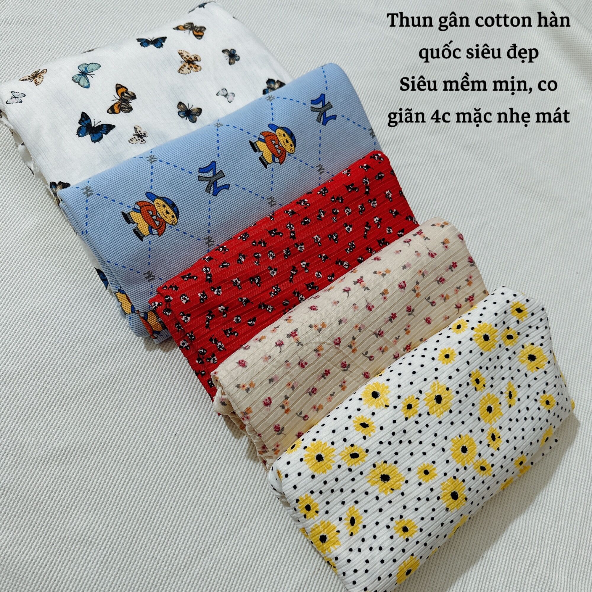 Vải cotton gân - thun gân siêu đẹp - siêu mềm mịn giãn 4c, mặc cực thích
