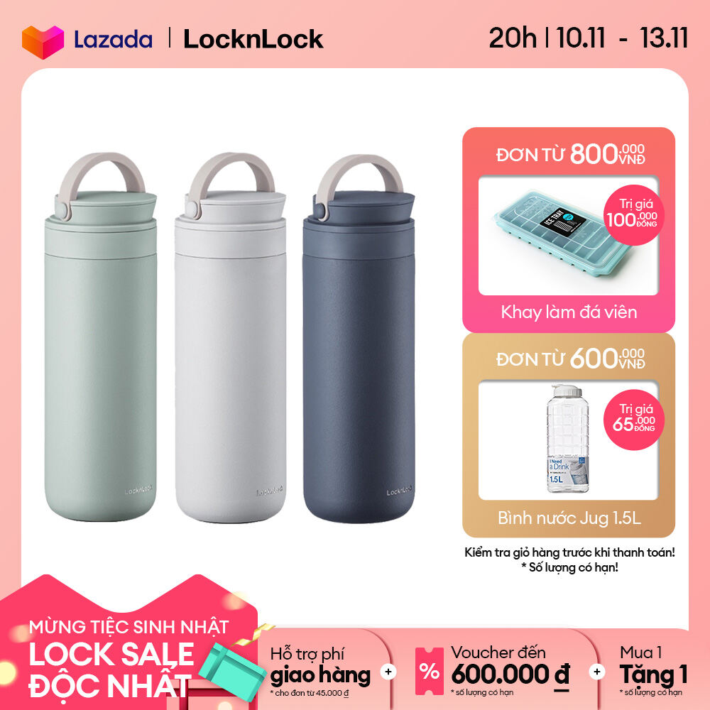 Bình giữ nhiệt Lock&Lock Metro Two Way 475ml - LHC4274 (3 màu)- Có quai cầm - giữ nhiệt 8 tiếng - miệng rộng dễ bỏ đá/lau chùi