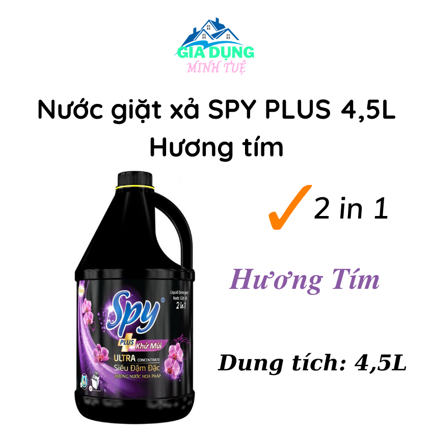 Nước giặt xả spy plus dung tích 4,5l 2 mùi hương tím và vàng