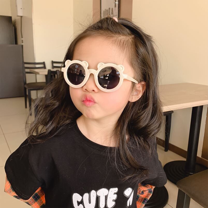 Kính mắt hình gấu màu trà cho bé